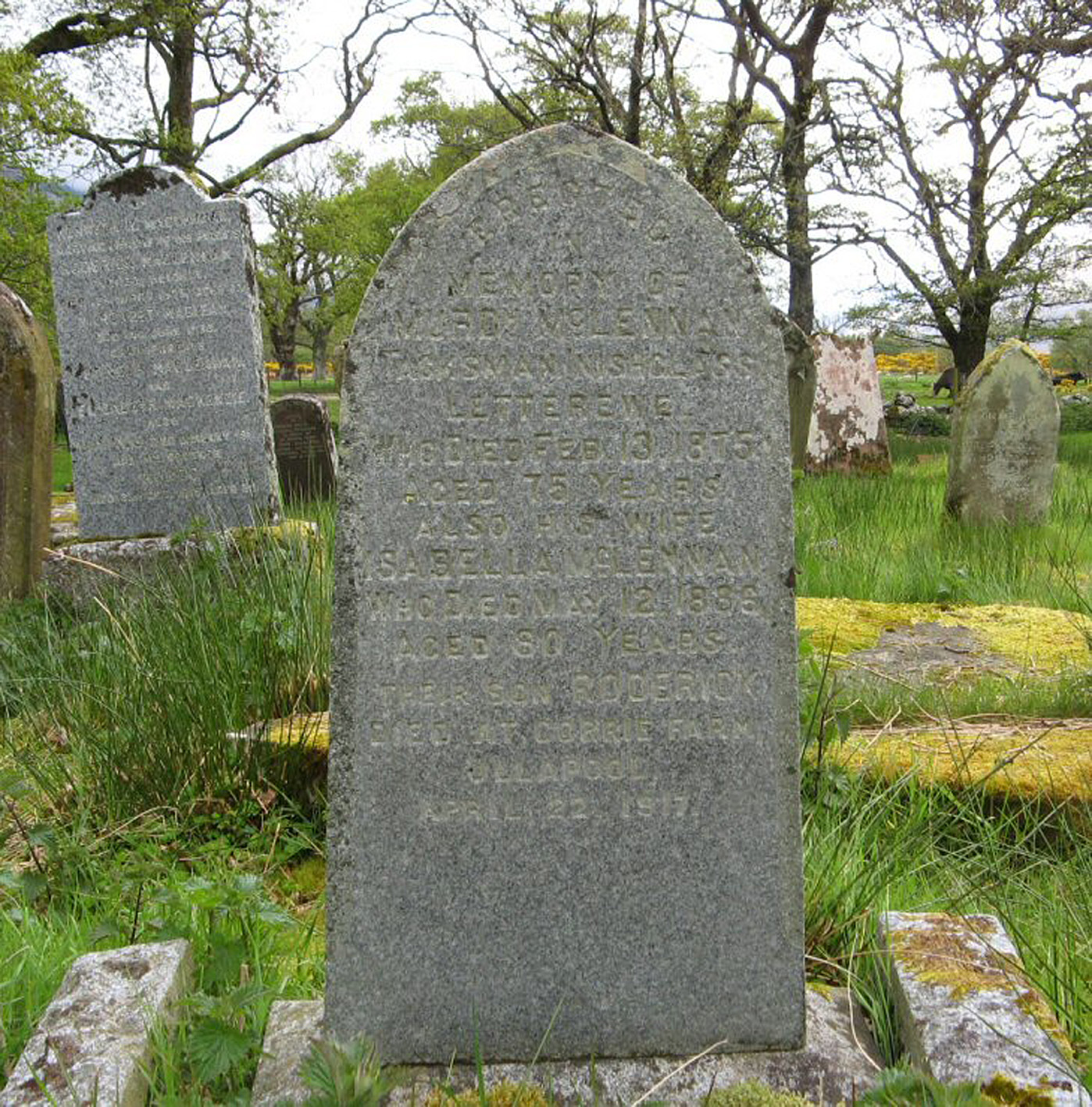 Photo of headstones/Murdo McLennan died 1875 MI Kinlochewe Old
